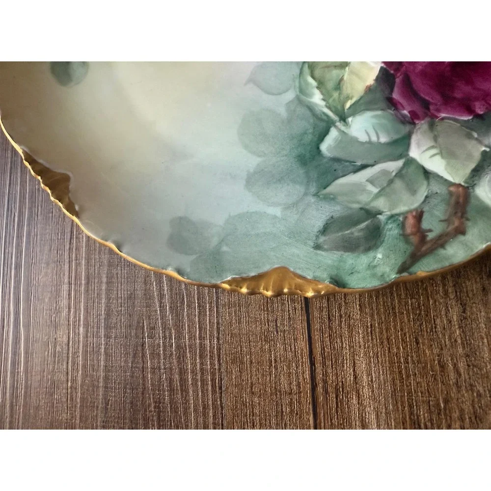 RC Versailles Bavaria Hand Painted Rose‎ Cabinet Plate Gold Scalloped Rim